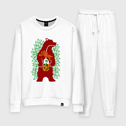 Костюм хлопковый женский Медведь и обед - аппетит, цвет: белый