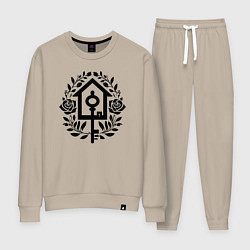 Костюм хлопковый женский Ключ к дому и цветы, цвет: миндальный