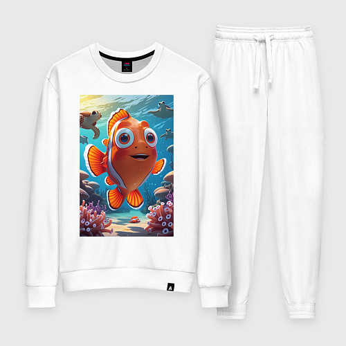 Женский костюм Рыбка клоун плавает с черепахами / Белый – фото 1