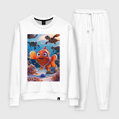 Женский костюм Рыбка клоун плавает с черепахами / Белый – фото 1