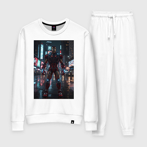 Женский костюм Железный человек посреди ночного города / Белый – фото 1