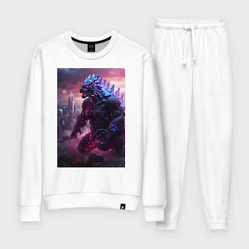 Женский костюм Годзилла посреди мегаполиса / Белый – фото 1