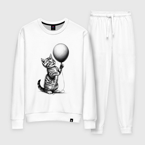 Женский костюм Котенок с шариком / Белый – фото 1