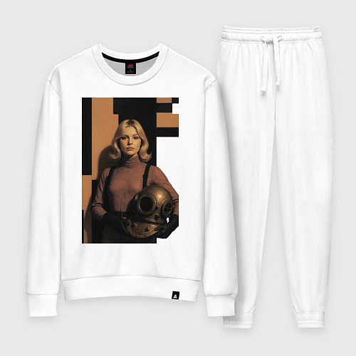 Женский костюм Девушка водолаз ретро-футуризм поп-арт 1970-е / Белый – фото 1