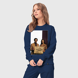 Костюм хлопковый женский Мужчина и женщина с чертежом НЛО ретро поп-арт 197, цвет: тёмно-синий — фото 2