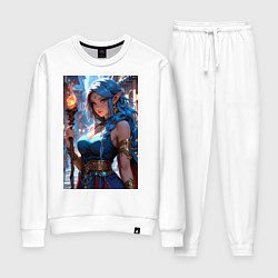 Костюм хлопковый женский Прекрасная эльийка-маг с посохом, цвет: белый