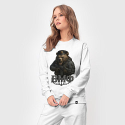 Костюм хлопковый женский ВМФ медведь пехотинец, цвет: белый — фото 2