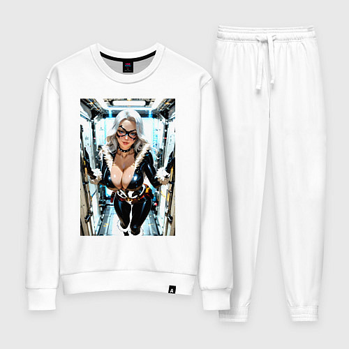 Женский костюм Черная кошка в сейфе банка / Белый – фото 1