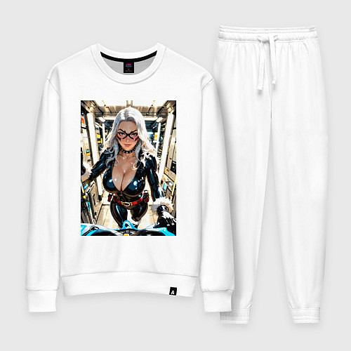 Женский костюм Черная кошка в сейфе банка / Белый – фото 1