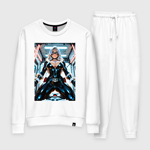 Женский костюм Черная кошка в сейфе банка / Белый – фото 1