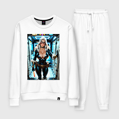 Женский костюм Черная кошка в сейфе банка / Белый – фото 1