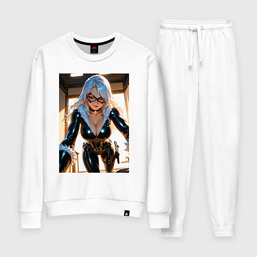 Женский костюм Черная кошка в комнате / Белый – фото 1