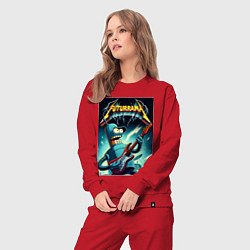 Костюм хлопковый женский Рок гитарист Бендер и неоновые молнии, цвет: красный — фото 2