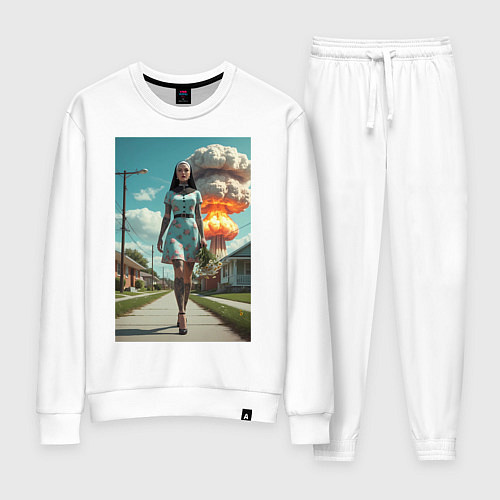 Женский костюм Девушка в костюме монашки уходит от взрыва / Белый – фото 1