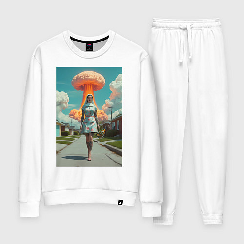 Женский костюм Девушка в костюме монашки уходит от взрыва / Белый – фото 1