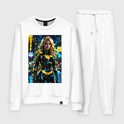 Костюм хлопковый женский Черная Канарейка на улице города, цвет: белый