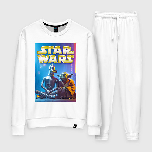 Женский костюм Bender and Yoda - ai art collab / Белый – фото 1