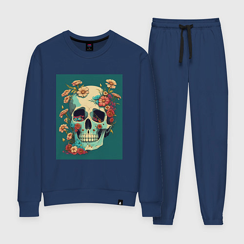 Женский костюм Череп в цветах / Тёмно-синий – фото 1