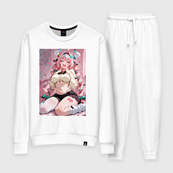 Костюм хлопковый женский Смущенная коровка с сердечками, цвет: белый