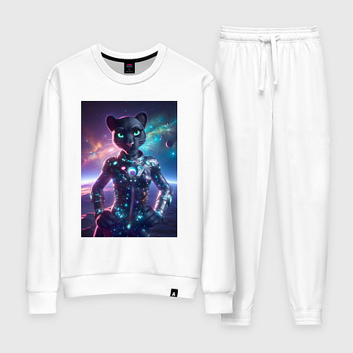 Женский костюм Космическая пантера - неоновое свечение / Белый – фото 1