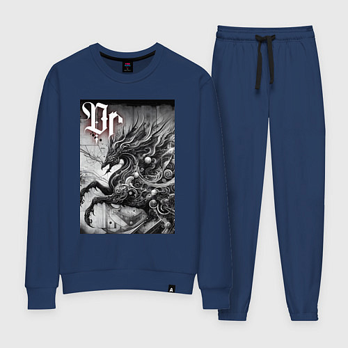 Женский костюм Симбиот конь-дракон - фантазия / Тёмно-синий – фото 1