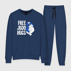 Костюм хлопковый женский Бесплатные дзюдо обнимашки, цвет: тёмно-синий
