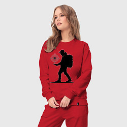 Костюм хлопковый женский Путешественник с компасом, цвет: красный — фото 2