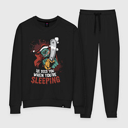 Костюм хлопковый женский Кошмарный Санта, цвет: черный