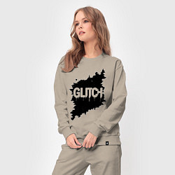 Костюм хлопковый женский Глитч-эффект хаос в пикселях, цвет: миндальный — фото 2