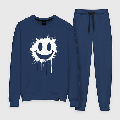 Женский костюм Смайл белой краской / Тёмно-синий – фото 1