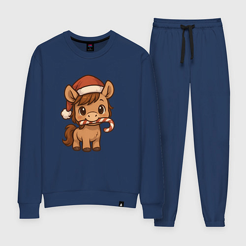 Женский костюм Лошадка новогодняя с леденцом 2026 / Тёмно-синий – фото 1