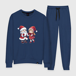 Женский костюм Мультяшные Дед Мороз и Снегурочка держатся за руки