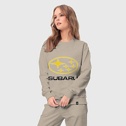 Костюм хлопковый женский Subaru Logo, цвет: миндальный — фото 2