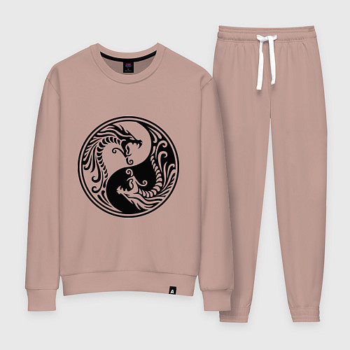 Женский костюм Два дракона Инь Янь / Пыльно-розовый – фото 1