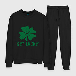 Костюм хлопковый женский Get lucky, цвет: черный