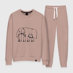 Костюм хлопковый женский Сколько ног у слона, цвет: пыльно-розовый