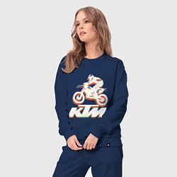 Костюм хлопковый женский KTM белый, цвет: тёмно-синий — фото 2