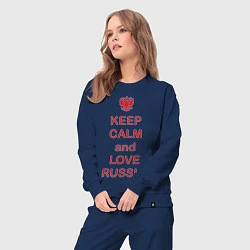 Костюм хлопковый женский Keep Calm & Love Russia, цвет: тёмно-синий — фото 2