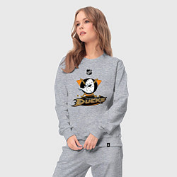 Костюм хлопковый женский NHL: Anaheim Ducks, цвет: меланж — фото 2