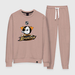 Костюм хлопковый женский NHL: Anaheim Ducks, цвет: пыльно-розовый