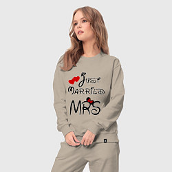 Костюм хлопковый женский Just married Mrs, цвет: миндальный — фото 2