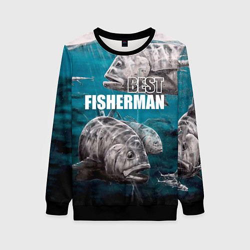 Женский свитшот Best fisherman / 3D-Черный – фото 1