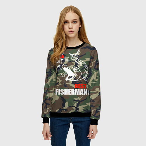 Женский свитшот Best fisherman / 3D-Черный – фото 3