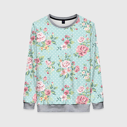 Женский свитшот Цветы ретро 1 / 3D-Меланж – фото 1