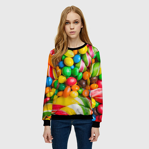 Женский свитшот Сладкие конфетки / 3D-Черный – фото 3