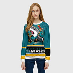 Свитшот женский San Jose Sharks, цвет: 3D-белый — фото 2