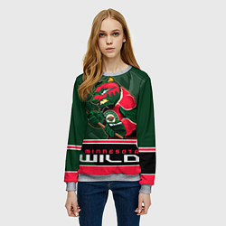 Свитшот женский Minnesota Wild, цвет: 3D-меланж — фото 2