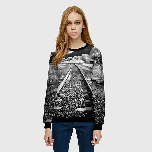Женский свитшот Железная дорога / 3D-Черный – фото 3
