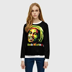 Свитшот женский Bob Marley Smile, цвет: 3D-белый — фото 2