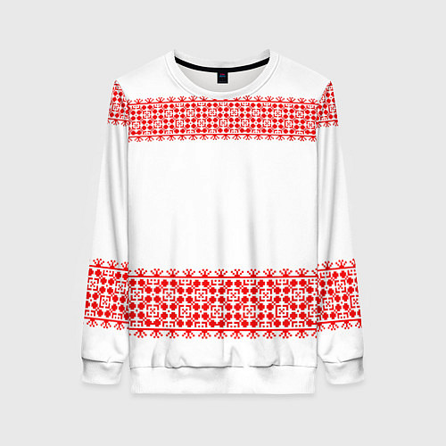Женский свитшот Славянский орнамент (на белом) / 3D-Белый – фото 1